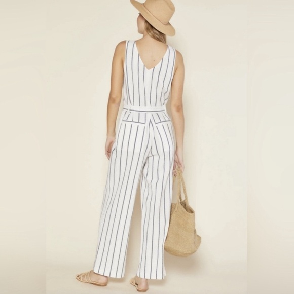 Outerknown | 100% Cotton Weekender White & Blue Striped Jumpsuit Size Small - Picture 2 of 12